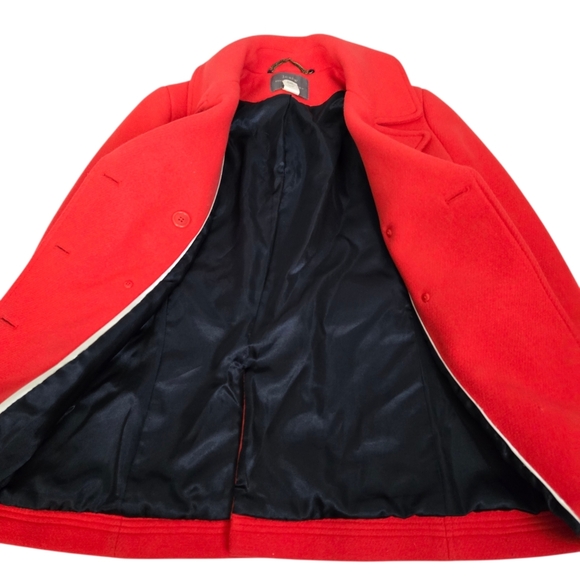 J. Crew Red Double Breasted Peacoat Stadium Cloth by Nello Gori - Picture 8 of 12